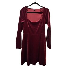 Old Navy Velvet Mini Dress Womens M Rusty Red Square Neck Whimsigoth Renaissance